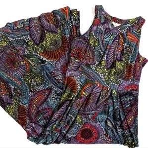 Soma Bohemian Bold Multi Color Print Sleeveless Ultra Soft Maxi Dress